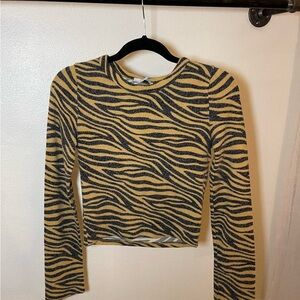 Zara Black and Yellow Zebra Print Long Sleeve Top